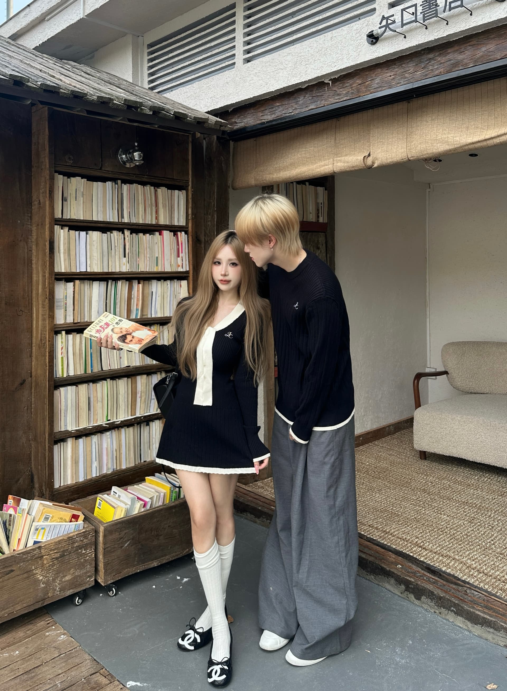 실사 커플룩 가을 겨울 의류 두꺼운 스웨터 남자 풀오버 여성 니트 스웨터 치마 하나 치마 하나 의류 있음 선적 상세 이미지 4
