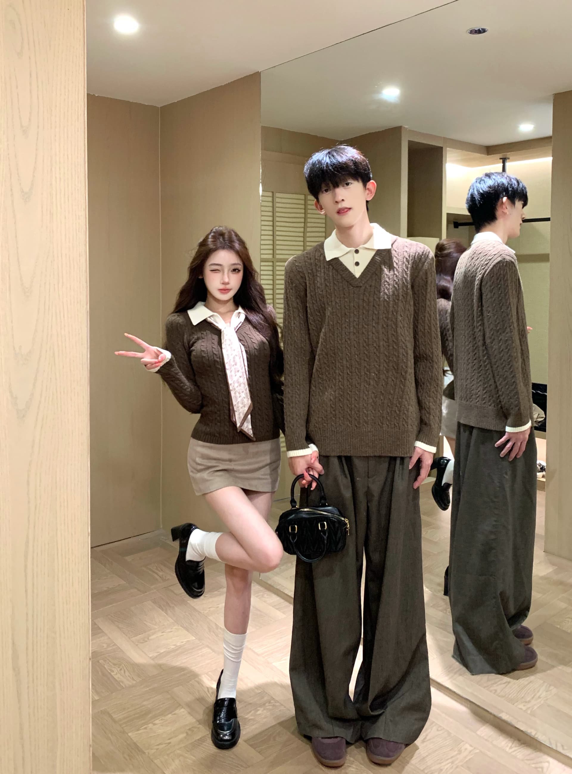 실사 커플룩 가을 겨울 의류 두꺼운 스웨터 풀오버 여성 니트 스웨터 남자 있음 선적 이미지 4