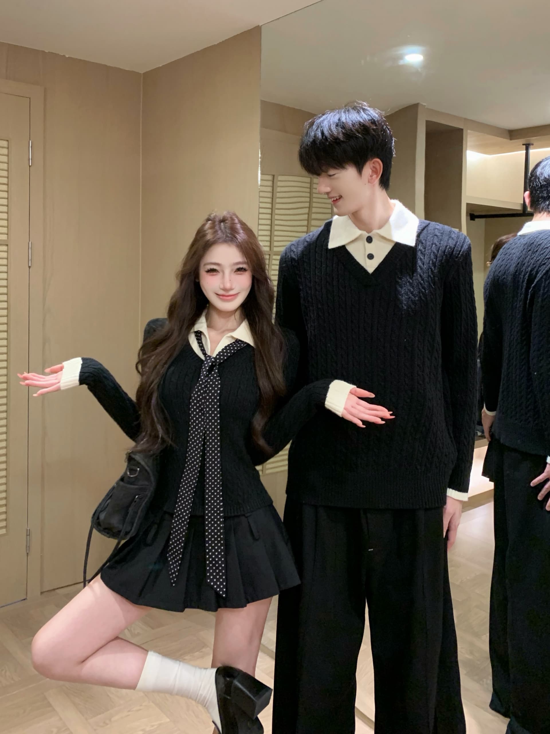 실사 커플룩 가을 겨울 의류 두꺼운 스웨터 풀오버 여성 니트 스웨터 남자 있음 선적 상세 이미지 4