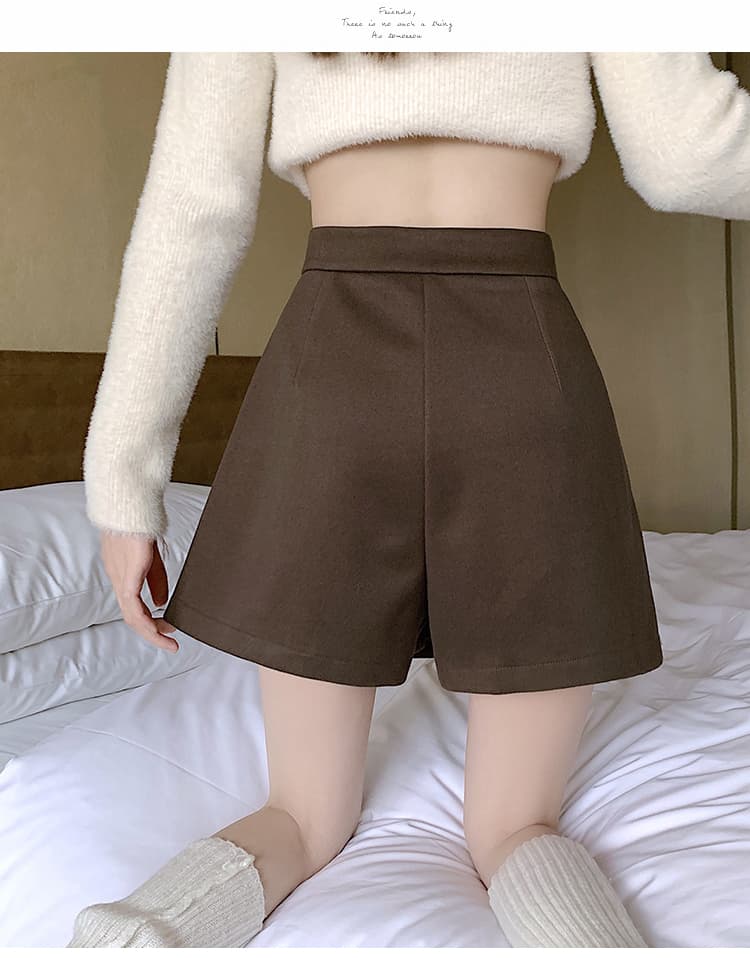 실사 짧은 머리 바지 플리츠 반신 스커트 여성 가을 겨울철 새로운 불규칙 슬림해 보이는 패션 A라인 스커트 부츠 팬츠 상세 이미지 28