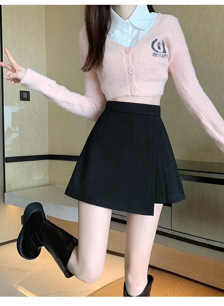 실사 짧은 머리 바지 플리츠 반신 스커트 여성 가을 겨울철 새로운 불규칙 슬림해 보이는 패션 A라인 스커트 부츠 팬츠 상세 이미지 36