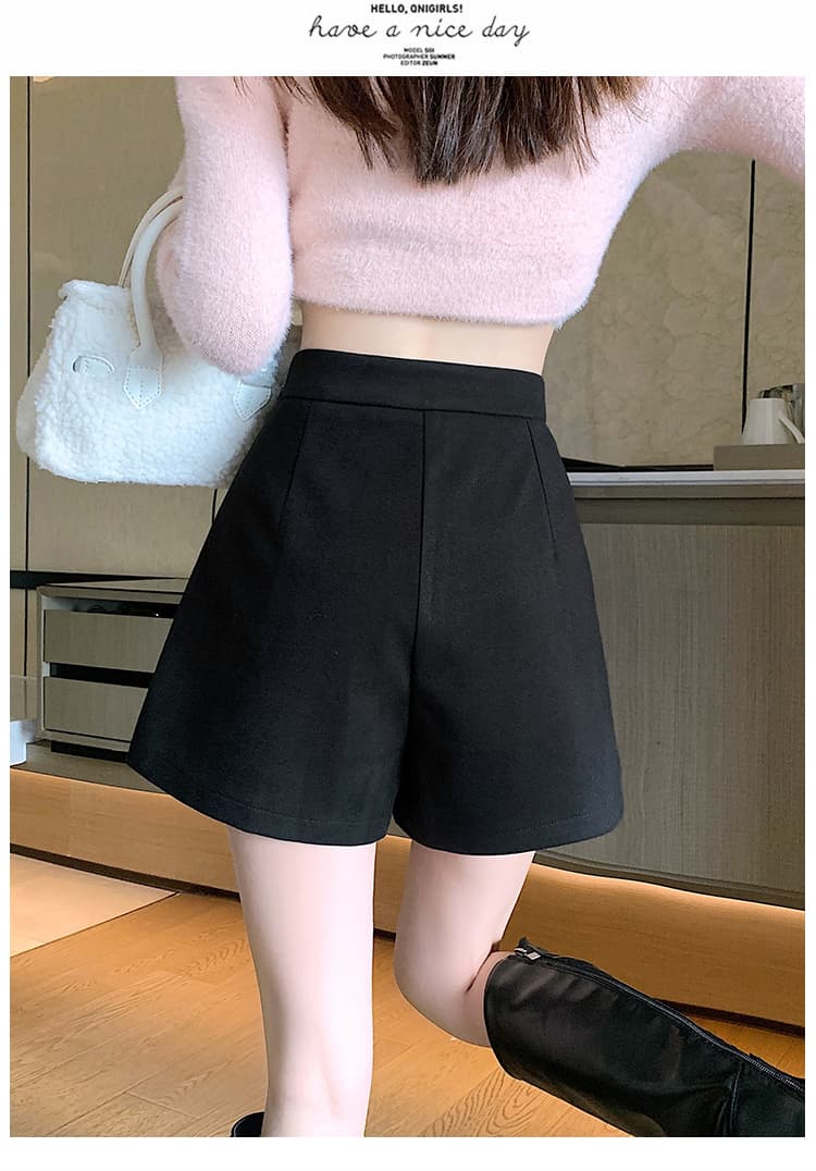 실사 짧은 머리 바지 플리츠 반신 스커트 여성 가을 겨울철 새로운 불규칙 슬림해 보이는 패션 A라인 스커트 부츠 팬츠 상세 이미지 37