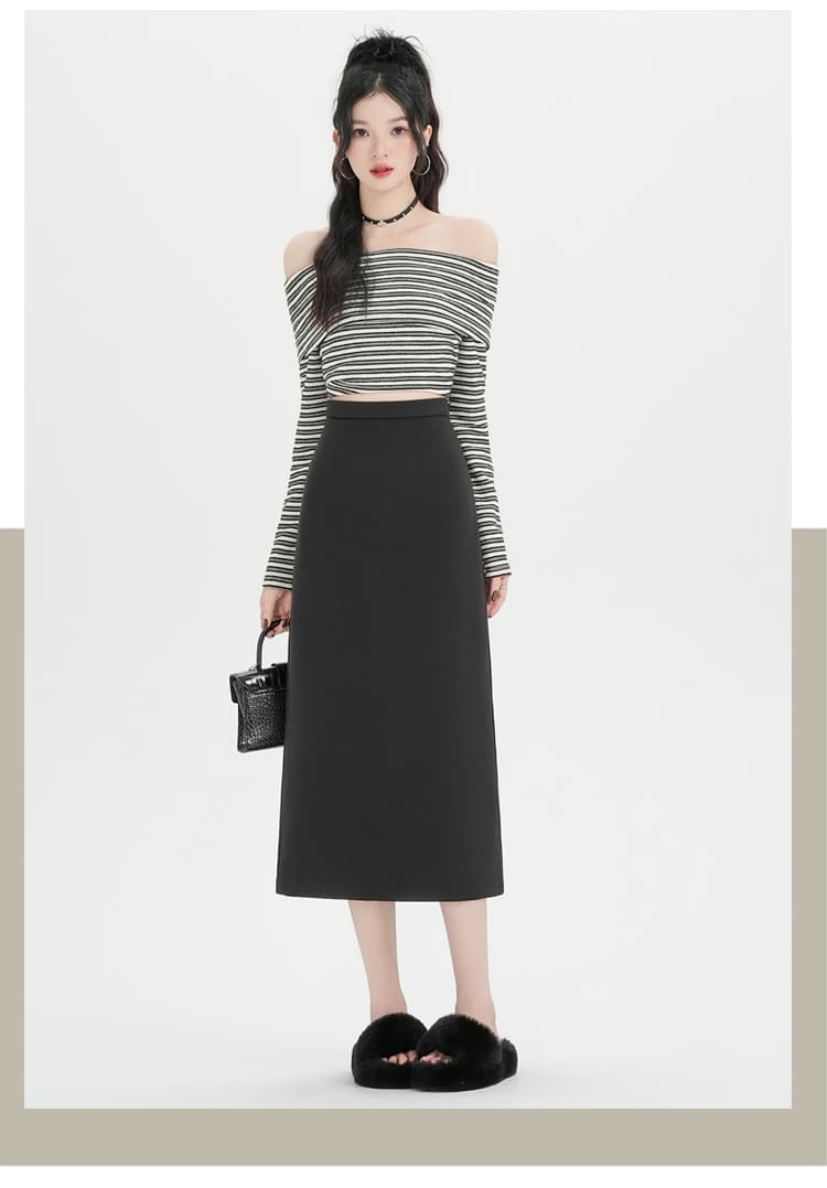 회색 모직 반신 스커트 여성 가을 겨울 2026 새로운 슬림해 보이는 스트레이트 중간 길이 스커트 작은 키 타이트 스커트 A라인 스커트 상세 이미지 36