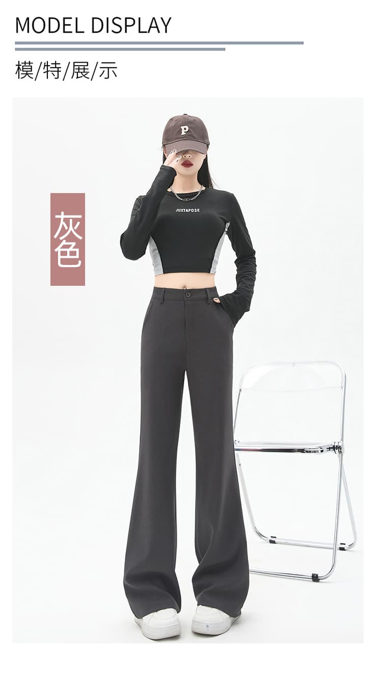 실사 부츠컷 정장 바지 여성 2026 가을 새로운 하이웨이스트 도루 센스 나팔 바지 몸매 가꾸기 슬림해 보이는 캐주얼 바닥 청소 바지 상세 이미지 22