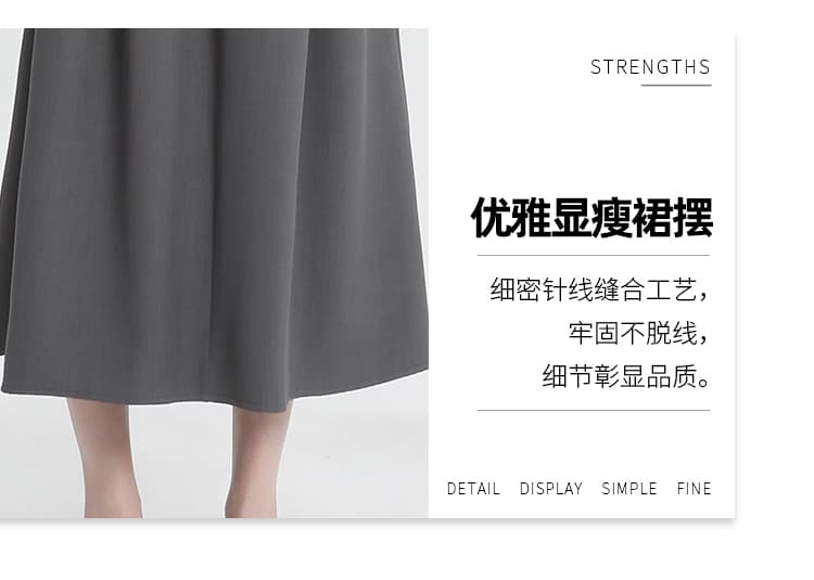 실사 중간 길이 반신 스커트 여성 2026 가을 새로운 하이웨이스트 플리츠 A라인 스커트 표지 넓적 다리 단색 큰 진자 우산 치마 상세 이미지 10