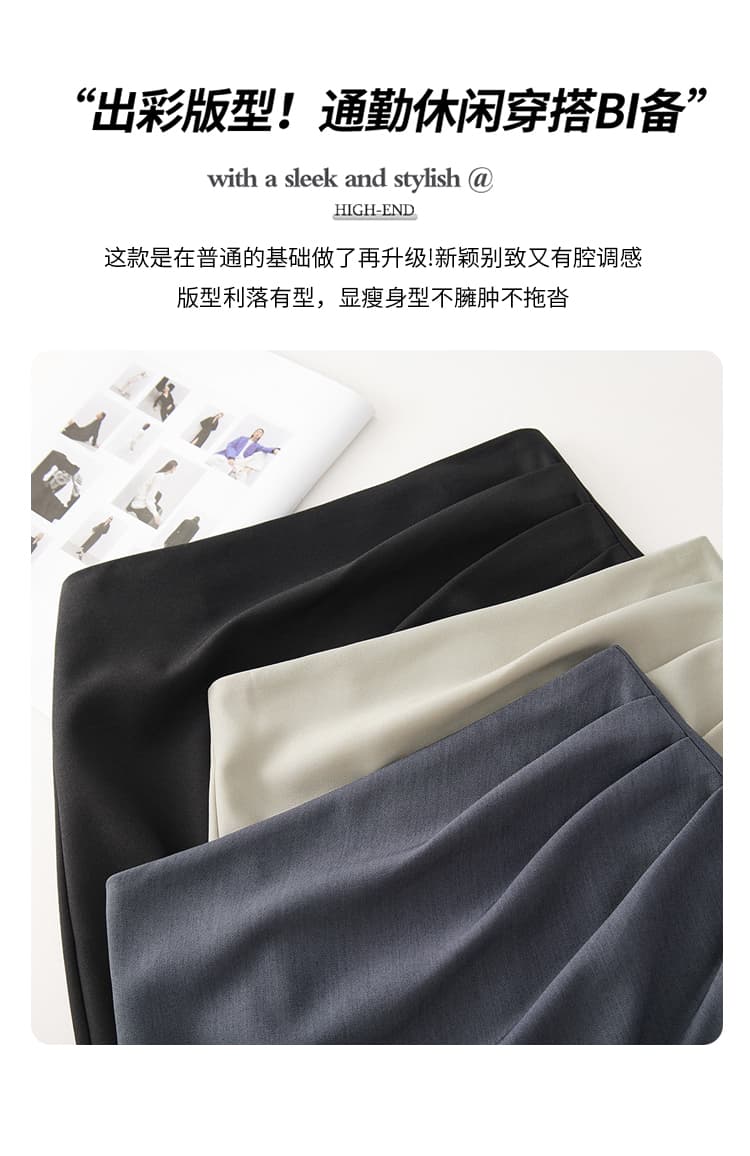 실사 불규칙 정장 원단 반신 스커트 여성 가을 A라인 스커트 주름 타이트 스커트 치마 중간 길이 스트레이트 치마 상세 이미지 8