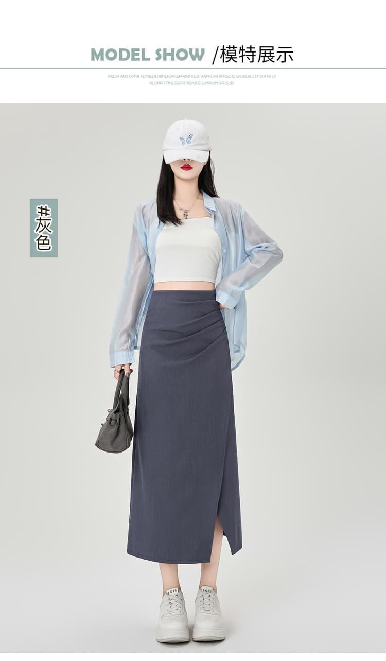 실사 불규칙 정장 원단 반신 스커트 여성 가을 A라인 스커트 주름 타이트 스커트 치마 중간 길이 스트레이트 치마 상세 이미지 18