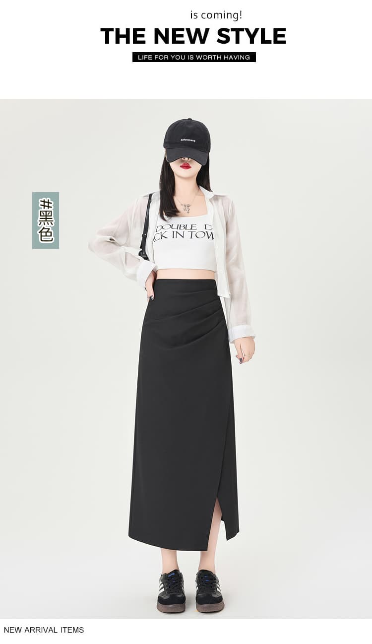 실사 불규칙 정장 원단 반신 스커트 여성 가을 A라인 스커트 주름 타이트 스커트 치마 중간 길이 스트레이트 치마 상세 이미지 23