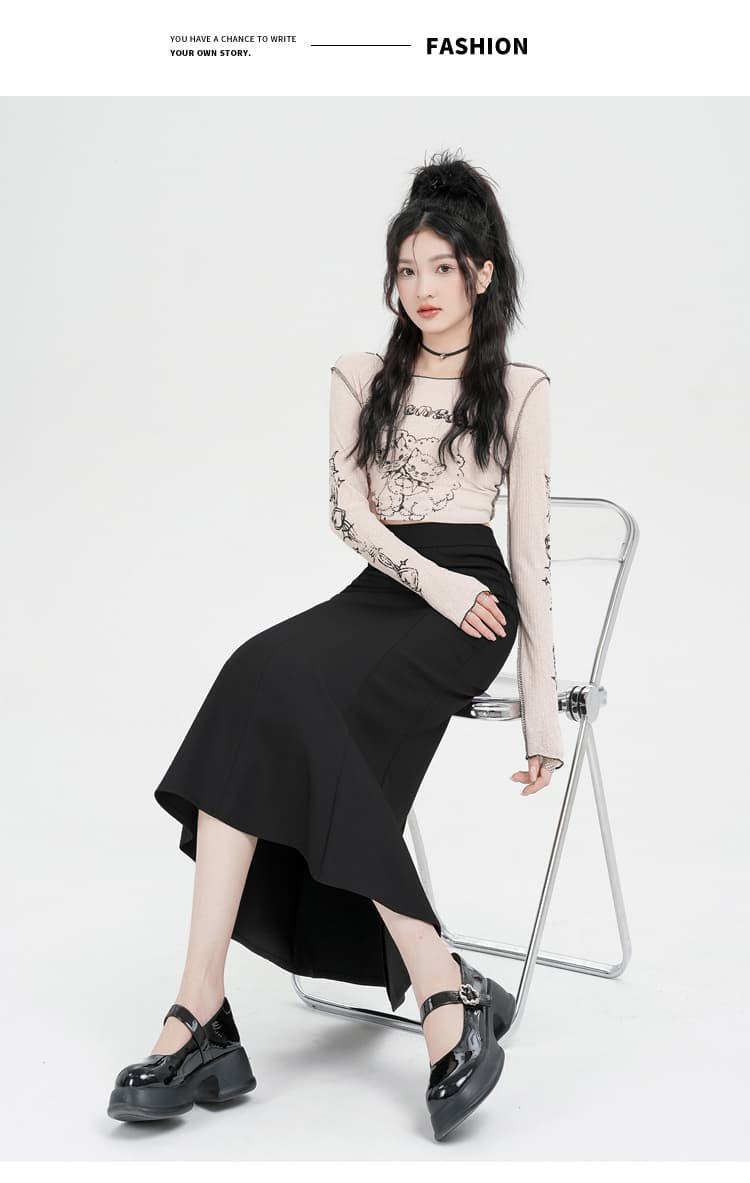 실사 웨스트 로드 중 타이트 스커트 반신 스커트 여성 가을 2026 새로운 패션 한 마디 인어 꼬리 스커트 작은 어린이 길이 치마 상세 이미지 21