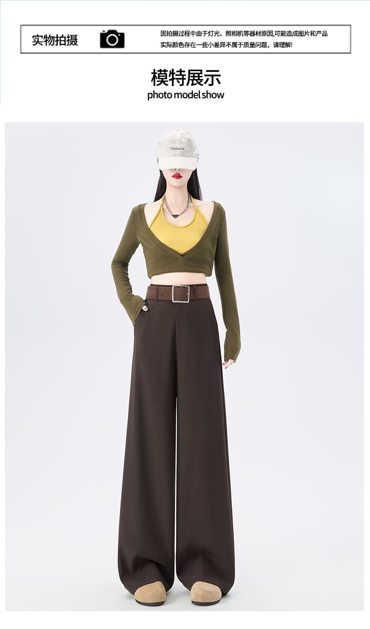 실사 웨스트 와이드 다리 길이 바지 여성 가을 2026 새로운 하이웨이스트 도루 센스 고급 센스 표지 넓적 다리 캐주얼 스트레이트 바지 상세 이미지 18