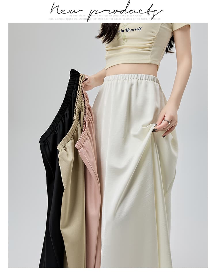 실사 얼음 실크 아세트산 새틴 반신 스커트 여성 봄 여름 2026 새로운 밴딩 중간 길이 도루 가을 센스 한 마디 우산 치마 상세 이미지 20