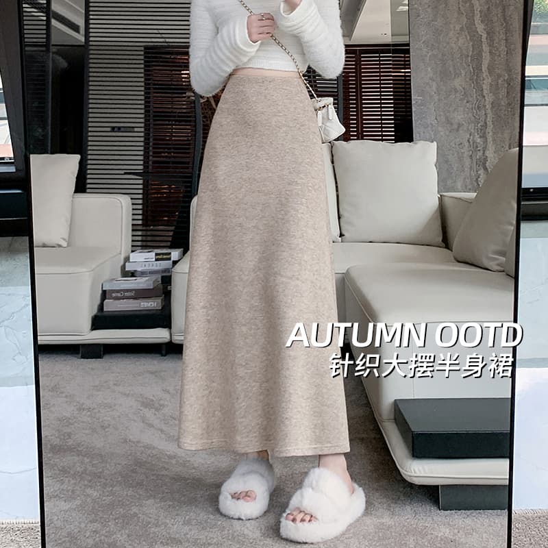 실사 디자인 센스 품격 모직 반신 스커트 여성 가을 겨울 슬림해 보이는 도루 가을 센스 모직 중간 길이 큰 진자 우산 치마 이미지 5