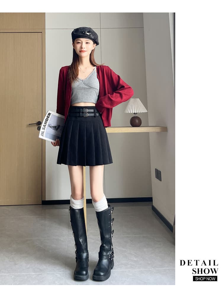 실사 코듀로이 플리츠 미니 스커트 2026 가을 겨울철 여성 의류 치마 다용도 하이웨이스트 슬림해 보이는 노출 방지 반신 스커트 상세 이미지 27