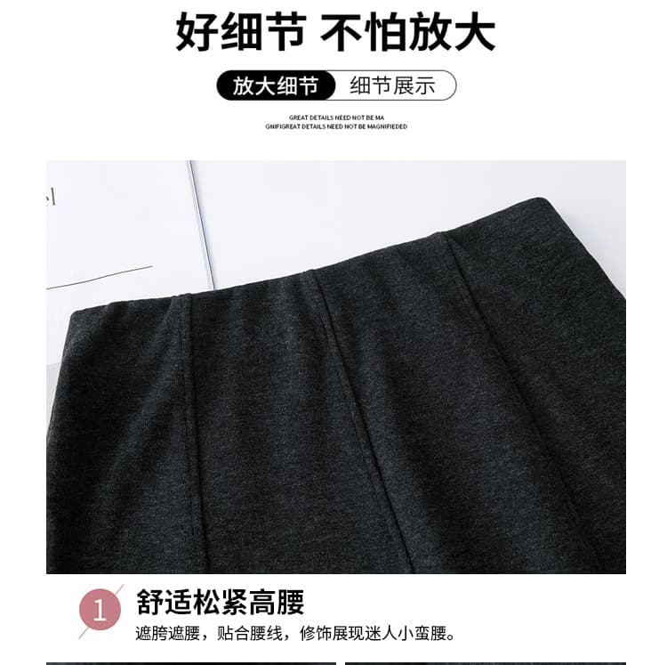 실사 회색 패치워크 모직 반신 스커트 여성 가을 겨울 2026 새로운 하이웨이스트 한 마디 빅 플레어 스커트 겨울 중간 길이 스커트 상세 이미지 9