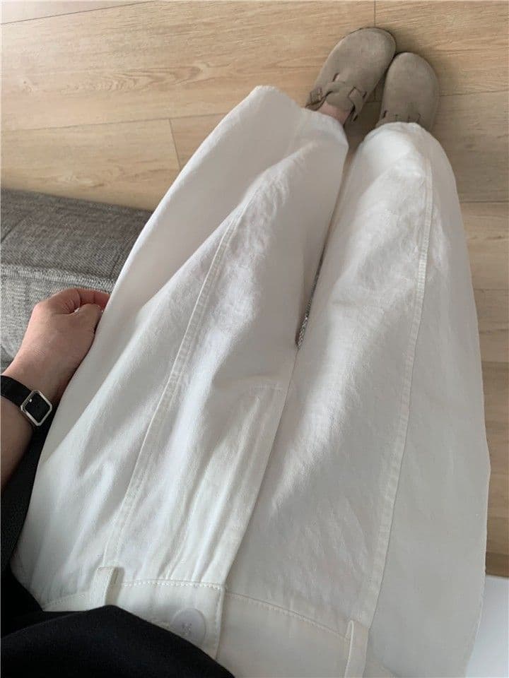 화이트 모통이 칼 캐주얼 바지 여성 봄 여름 루즈핏 빅 사이즈 지방 mm 풍선 바지 작은 키 루즈핏 슬림해 보이는 와이드 레그 팬츠 어린이 상세 이미지 17