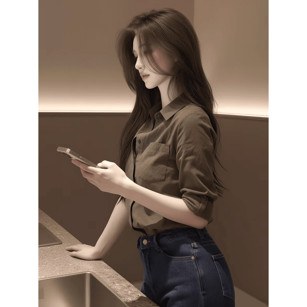 레트로 스타일 디자인 센스 긴팔 여성 셔츠 폴로 칼라 오픈 가디건 품격 맨위 녹색 출퇴근 바람 2026 새로운 이미지 5
