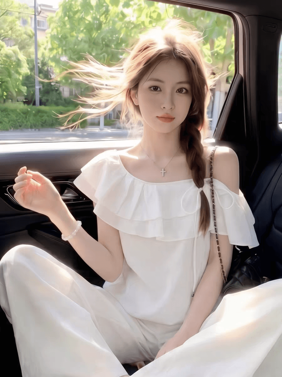 프랑스식 사소한 화이트 오프숄더 프릴 반팔 티셔츠 여성 여름 자이언트 잘 생긴 디자인 센스 아니요 명중 섹션 맨위