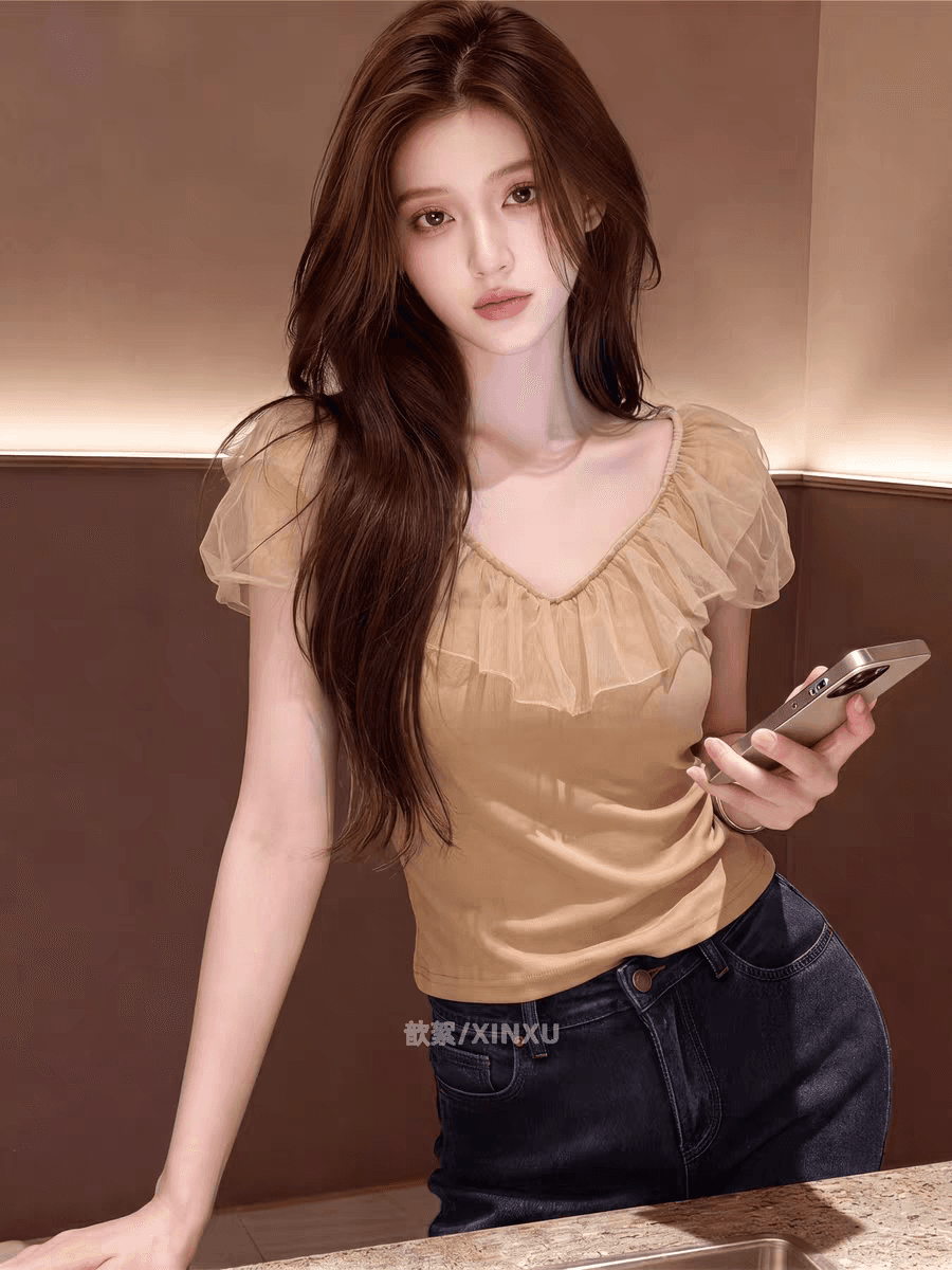 2026 여름 새로운 프랑스식 낭만주의 바람 프릴 칼라 거품 소매 맨위 여성 미니멀리즘 허리 수축 슬림해 보이는 연령 감소 작은 셔츠