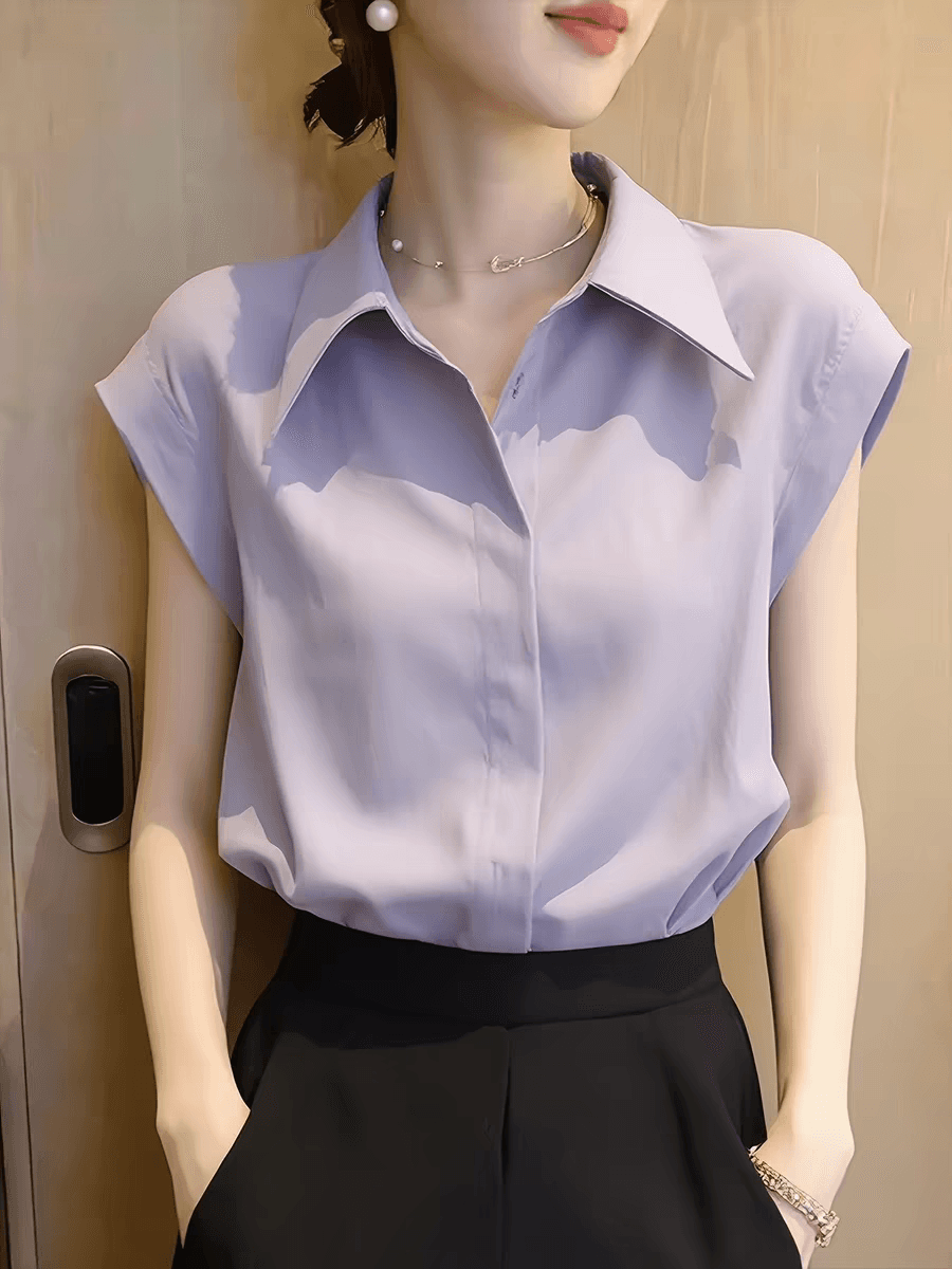 프랑스식 빛 요리 한 바람 POLO 칼라 여성 셔츠 여름 2026 년 새로운 외국 가스 캐주얼 작은 셔츠 다용도 패션 셔츠 상세 이미지 1
