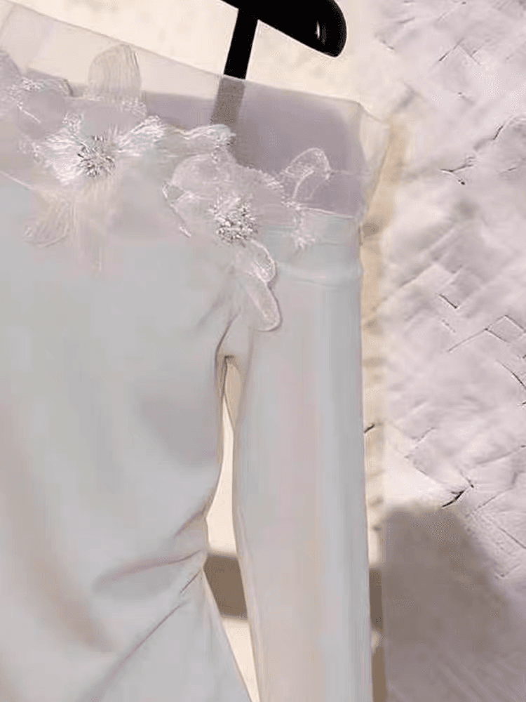가을 고유 한 Chic 불규칙 망사 패치워크 비스듬한 칼라 긴팔 티셔츠 여성 디자인 센스 달콤한 핫걸 몸매 가꾸기 맨위 이미지 2