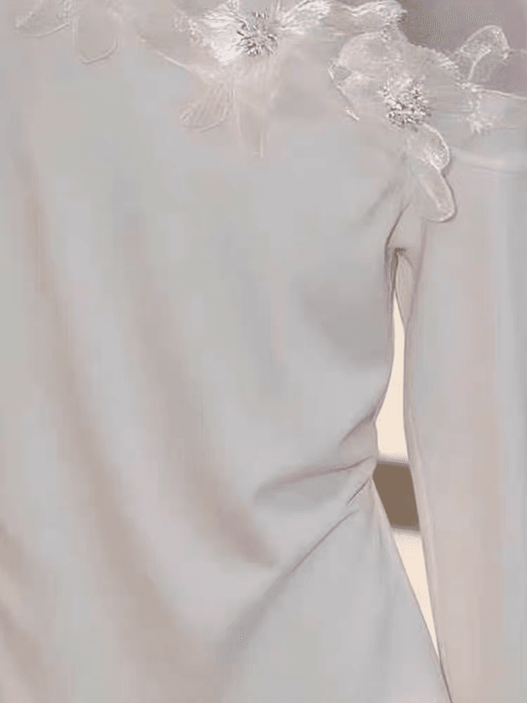 가을 고유 한 Chic 불규칙 망사 패치워크 비스듬한 칼라 긴팔 티셔츠 여성 디자인 센스 달콤한 핫걸 몸매 가꾸기 맨위 이미지 4