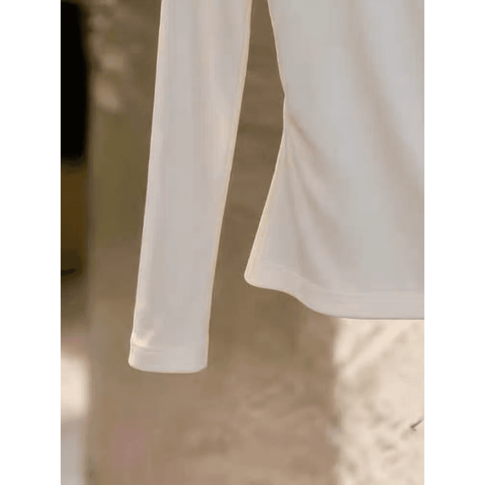 가을 고유 한 Chic 불규칙 망사 패치워크 비스듬한 칼라 긴팔 티셔츠 여성 디자인 센스 달콤한 핫걸 몸매 가꾸기 맨위 이미지 5