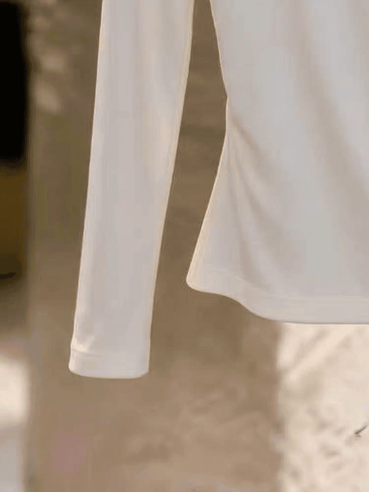 가을 고유 한 Chic 불규칙 망사 패치워크 비스듬한 칼라 긴팔 티셔츠 여성 디자인 센스 달콤한 핫걸 몸매 가꾸기 맨위 상세 이미지 5