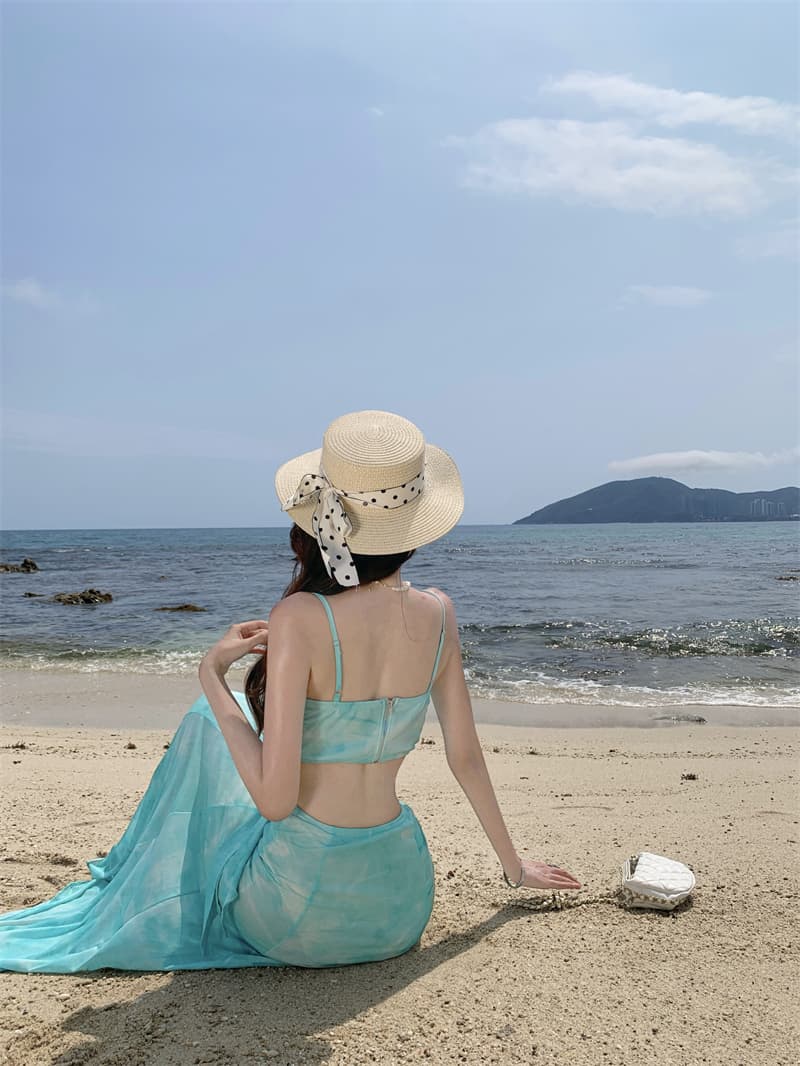 휴가 바람 프린트 슬립 여성 드레스 여름 새로운 섹시함 품격 해변가 해변 롱 스커트 상세 이미지 9