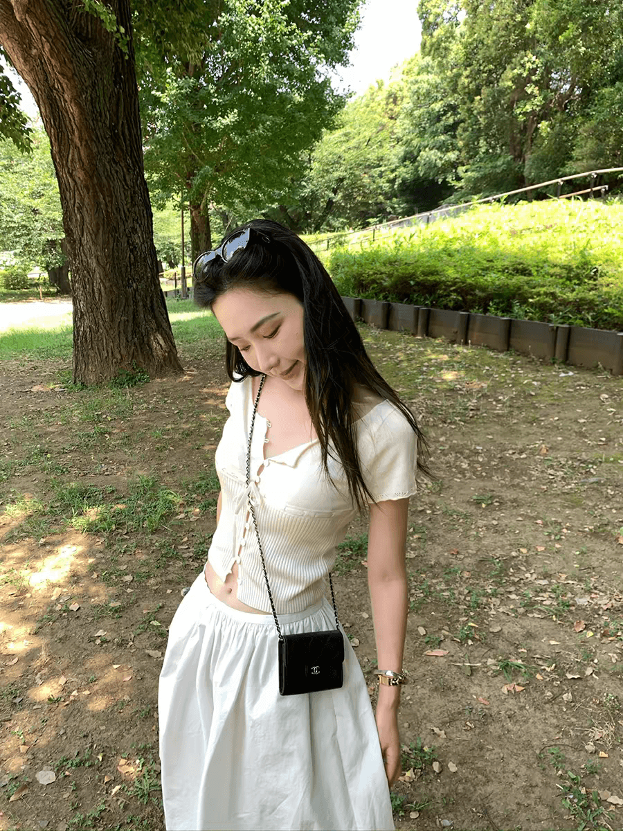 isaro uu 맞춤 선 vintage 양모 반팔 절묘한 벨벳 레이스업 낮음 라운드 넥 부드럽다 짧은 맨위 상세 이미지 1