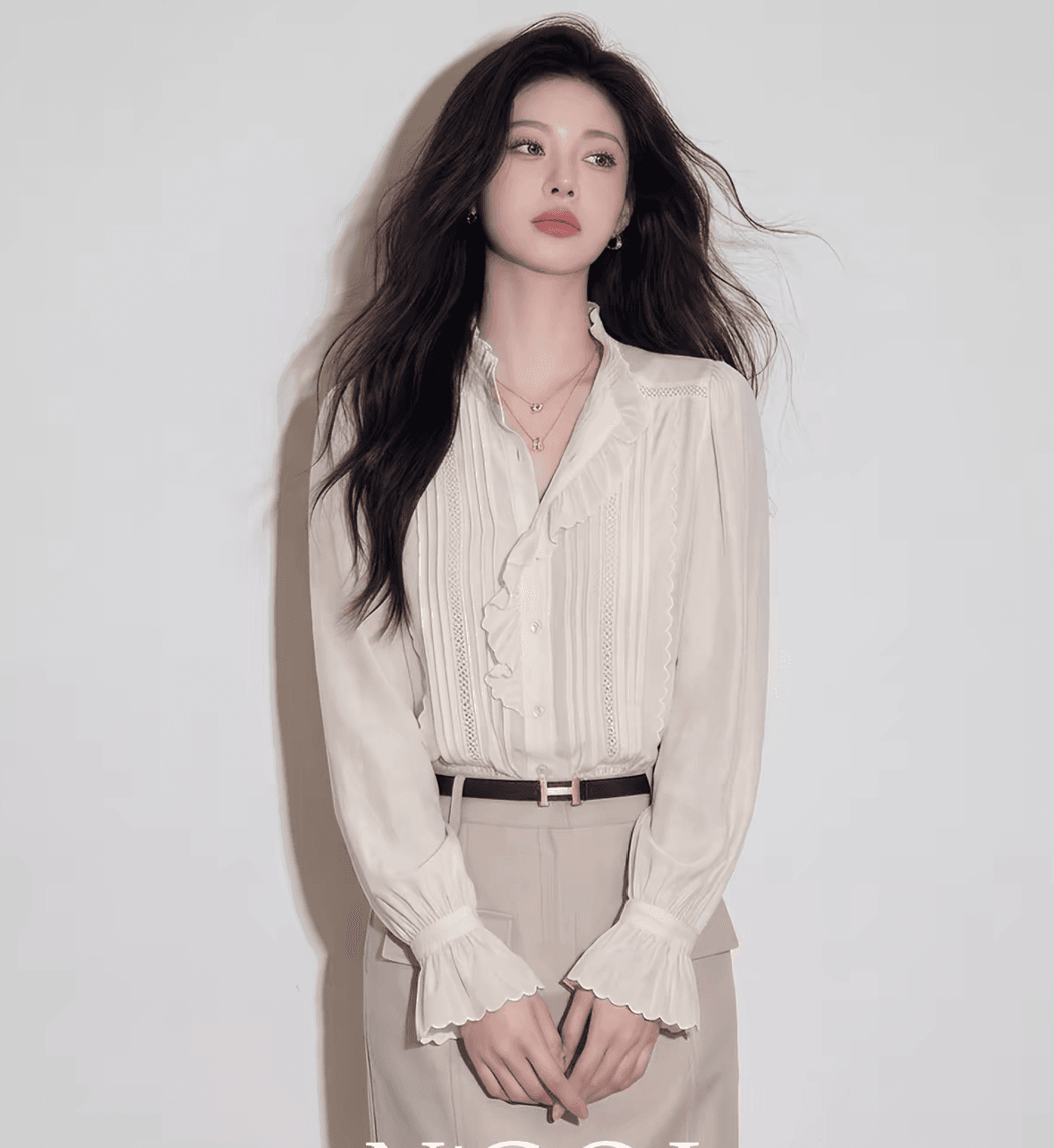 높음 지혜 센스 착용 가져 가라. 2026 빛 사람들 코치 분위기 센스 프랑스식 프릴 셔츠 반신 스커트 투피스 슈트 여성 가을 이미지 2
