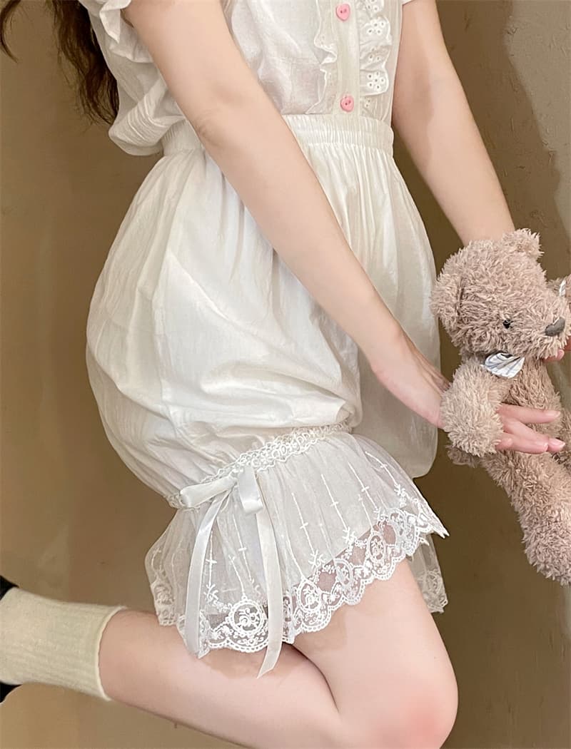 실사 정가 일본식 부드러운 자매 봄 여름 lolita 레이스 레이스 호박 바지 순면 한푸 만나는 배기 바지 상세 이미지 2