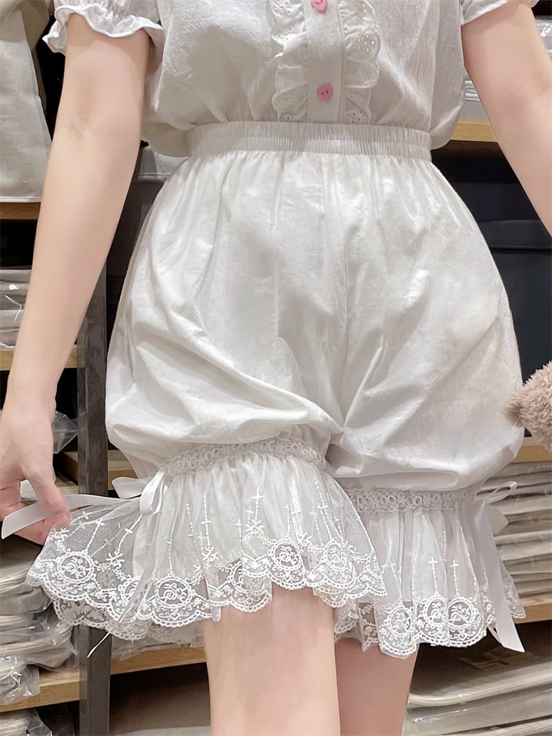 실사 정가 일본식 부드러운 자매 봄 여름 lolita 레이스 레이스 호박 바지 순면 한푸 만나는 배기 바지 상세 이미지 11