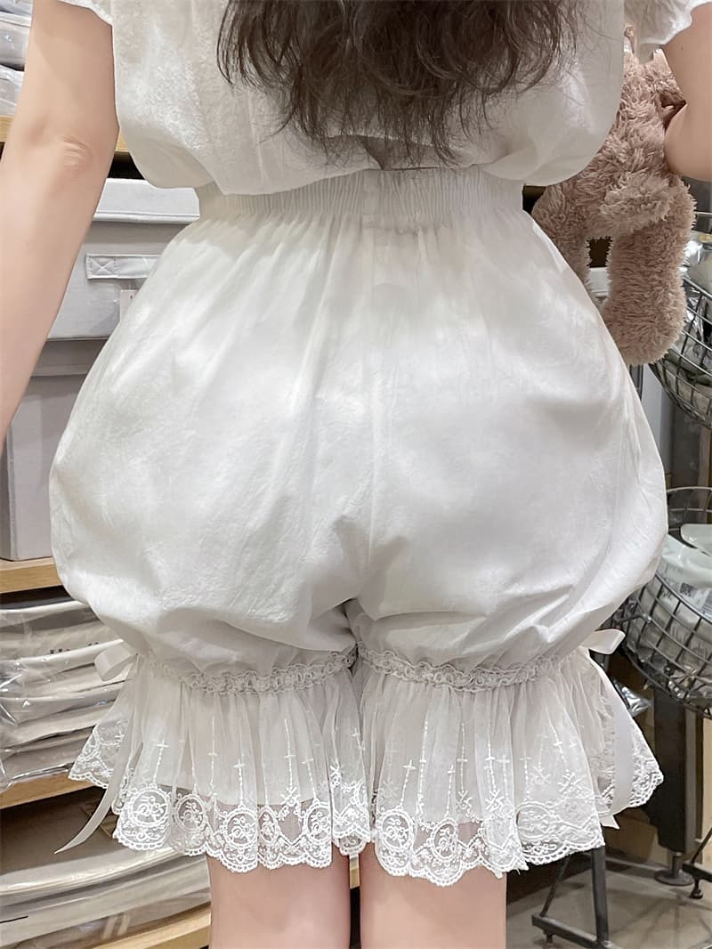 실사 정가 일본식 부드러운 자매 봄 여름 lolita 레이스 레이스 호박 바지 순면 한푸 만나는 배기 바지 상세 이미지 14