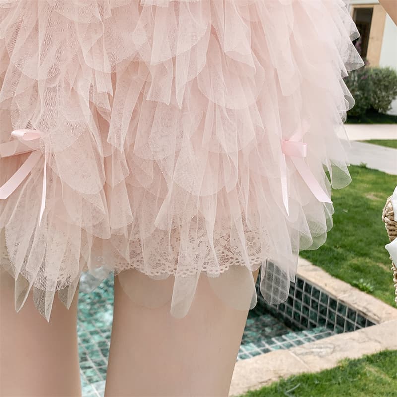 실사 정가 프랑스식 달콤함 미니 스커트 소녀 센스 반신 스커트 망사 퍼프 스커트 여름 여성 상세 이미지 13