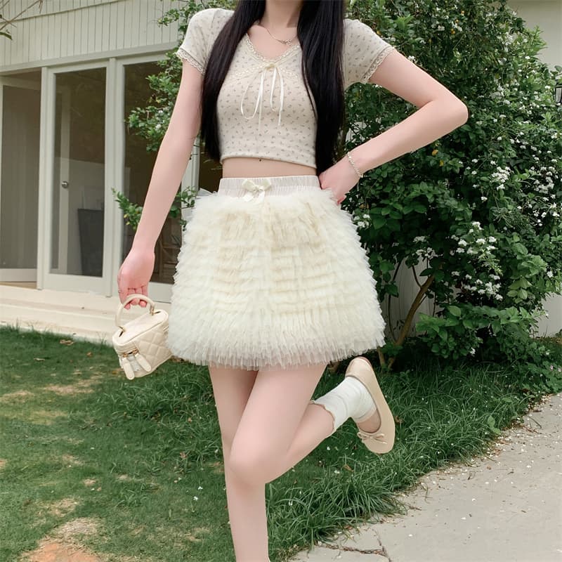 실사 정가 망사 반신 스커트 하이웨이스트 노출 방지 연령 감소 한 마디 반신 스커트 상세 이미지 2