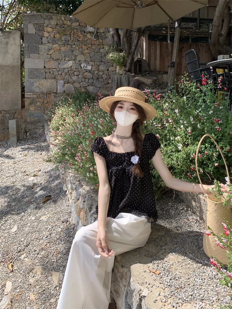 실사 정가 광장 칼라 인형 센스 거품 소매 달콤한 자매 루즈핏 연령 감소 경기 리본 맨위 상세 이미지 22