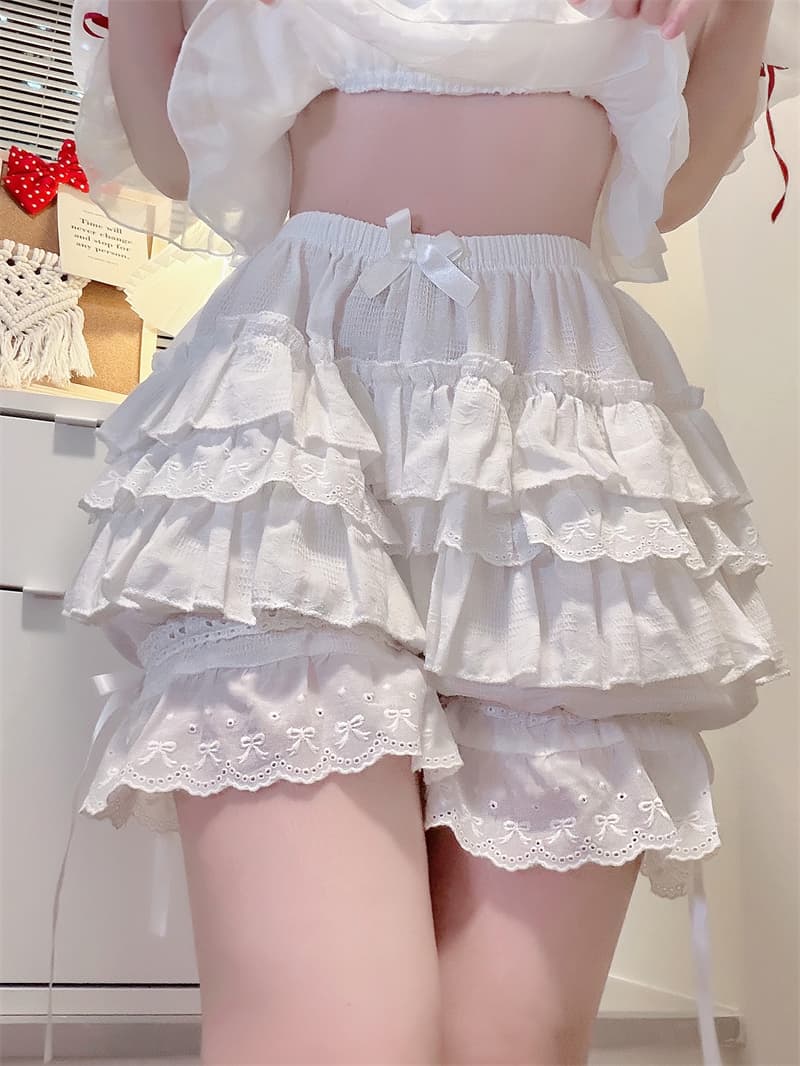 실사 정가 lolita 어둠 곡물 자카드 순면 다중 레이어 호박 바지 안전 바지 로리타 노출 방지 케이지 바지 이미지 2