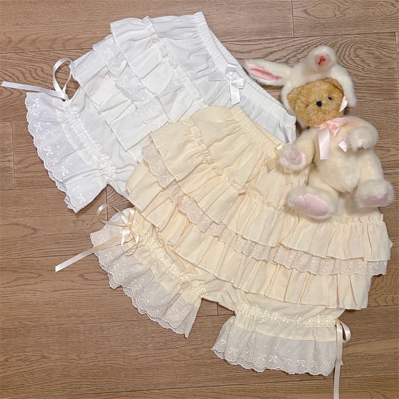 실사 정가 lolita 어둠 곡물 자카드 순면 다중 레이어 호박 바지 안전 바지 로리타 노출 방지 케이지 바지 이미지 5