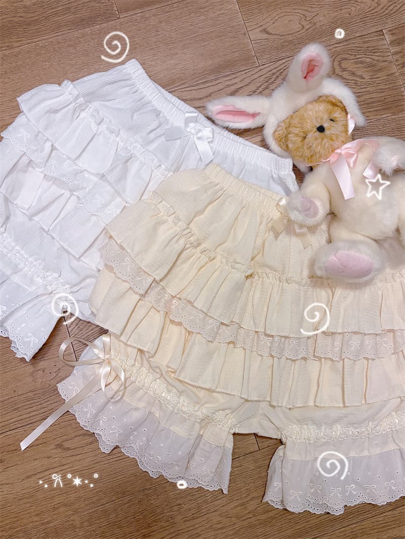실사 정가 lolita 어둠 곡물 자카드 순면 다중 레이어 호박 바지 안전 바지 로리타 노출 방지 케이지 바지 상세 이미지 8