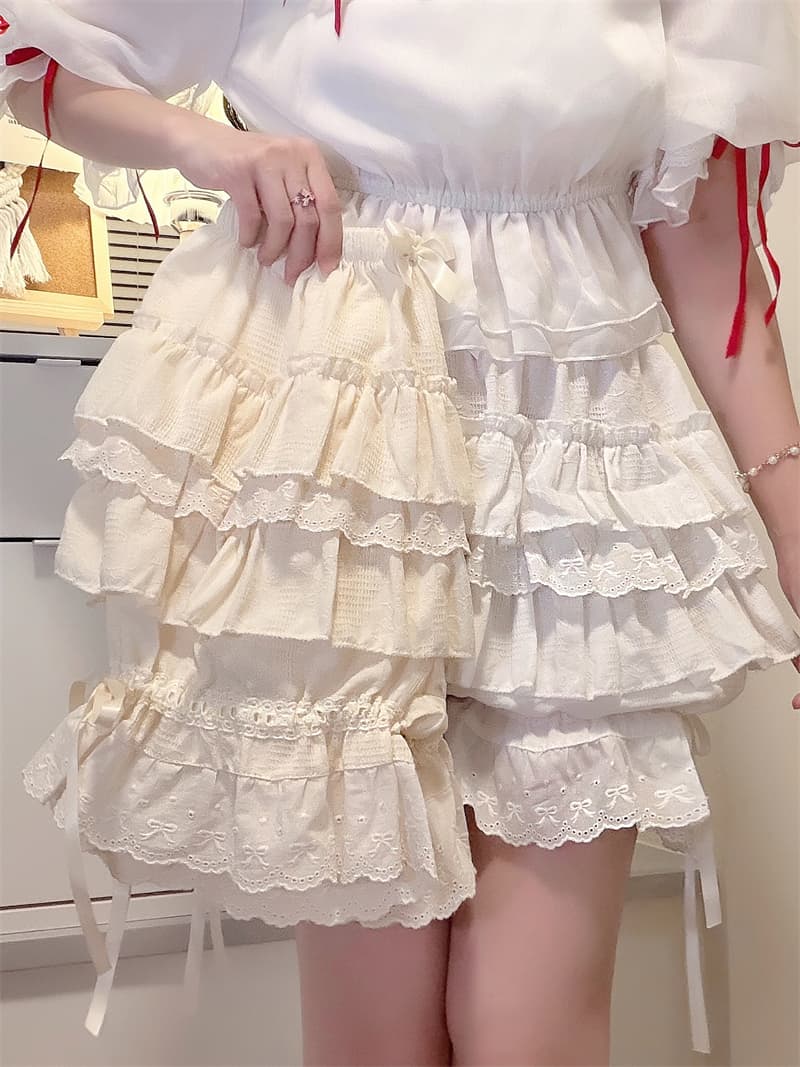 실사 정가 lolita 어둠 곡물 자카드 순면 다중 레이어 호박 바지 안전 바지 로리타 노출 방지 케이지 바지 상세 이미지 10