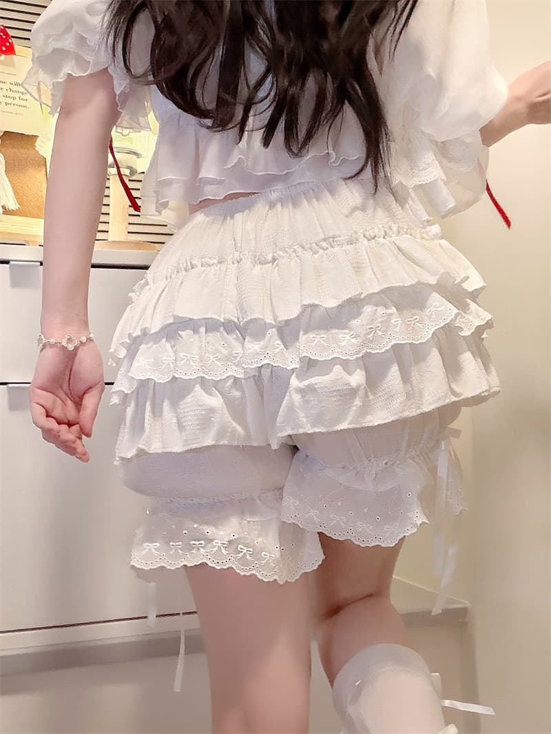 실사 정가 호박 바지 lolita 어둠 곡물 자카드 순면 다중 레이어 안전 바지 로리타 노출 방지 케이지 바지 상세 이미지 3