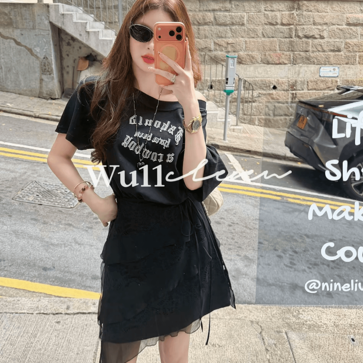 wu11 라이 경기 서울 느긋한 바람 한푸 비스듬한 어깨 드레스 랩스커트팬츠 패션 투피스 세트 이미지 2