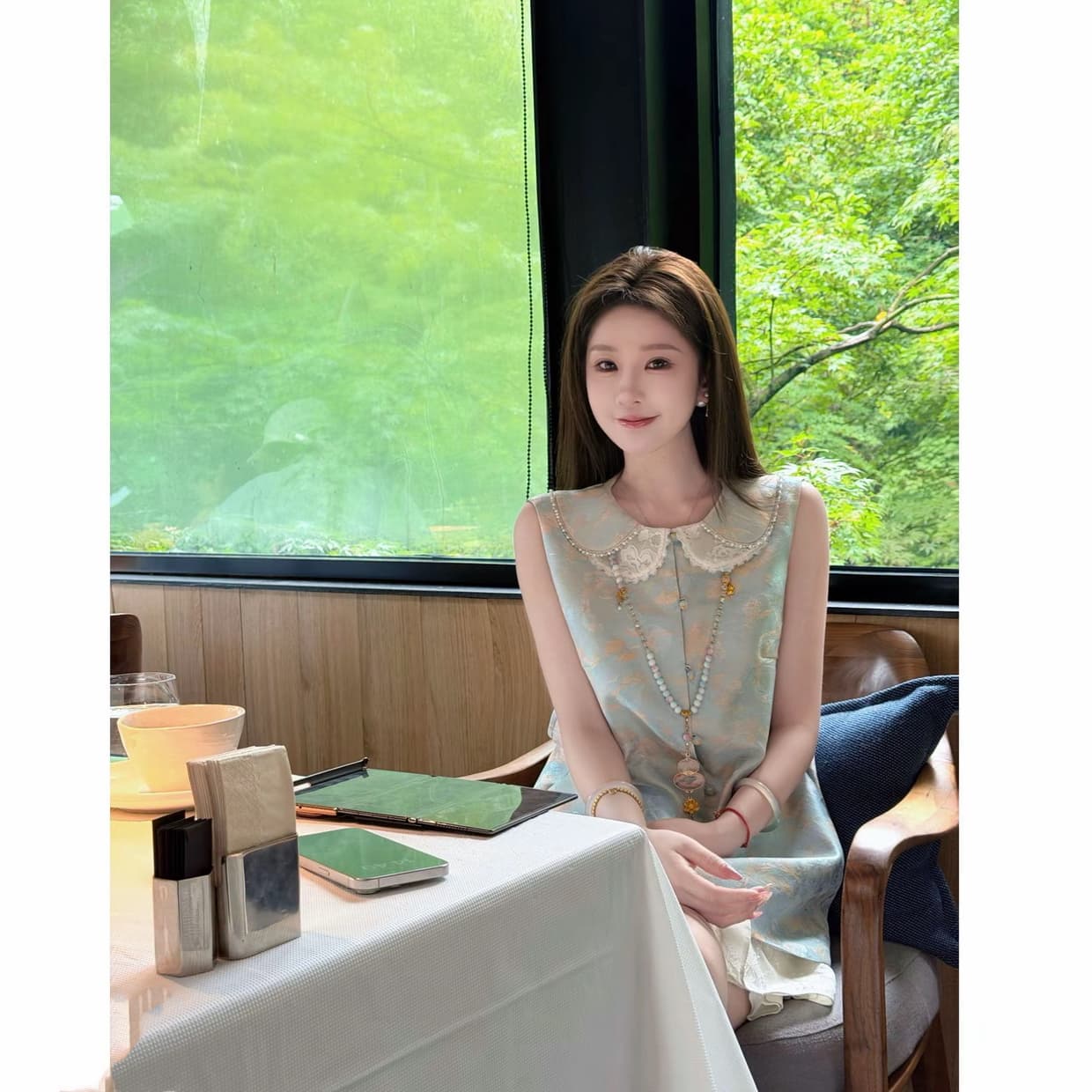 파빌리온 와우 주인공 화려한 산과 강 주간 실크 사람들 실크 직금 베이비 칼라 베스트 치마 tt2g 상세 이미지 2