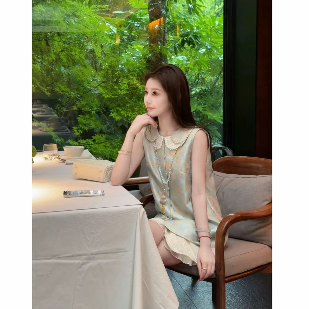 파빌리온 와우 주인공 화려한 산과 강 주간 실크 사람들 실크 직금 베이비 칼라 베스트 치마 tt2g 상세 이미지 3