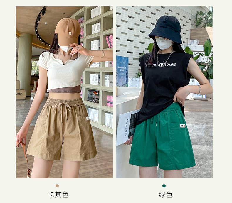실사 면 린넨 넓은 다리가 짧다. 바지 여성 2026 여름 한국 스타일 캐주얼 루즈핏 허리 다용도 얇고 가벼운 통기성 슬림해 보이는 핫 바지 상세 이미지 3