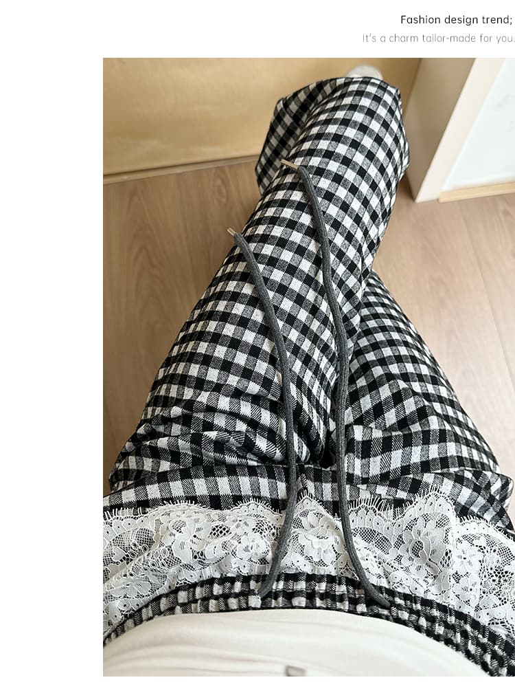 실사 핫걸 레이스 레이스 와이드 레그 팬츠 2026 봄 여름 슬림해 보이는 디스플레이 높음 편안함 통기성 루즈핏 표지 고기 캐주얼 바지 상세 이미지 18