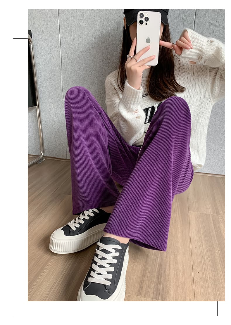 실사 셰닐 캐주얼 좁은 섹션 와이드 레깅스 바지 2026 가을 겨울 한국 스타일 루즈핏 허리 도루 스트레이트 느낌 바닥 청소 스트레이트 팬츠 상세 이미지 29