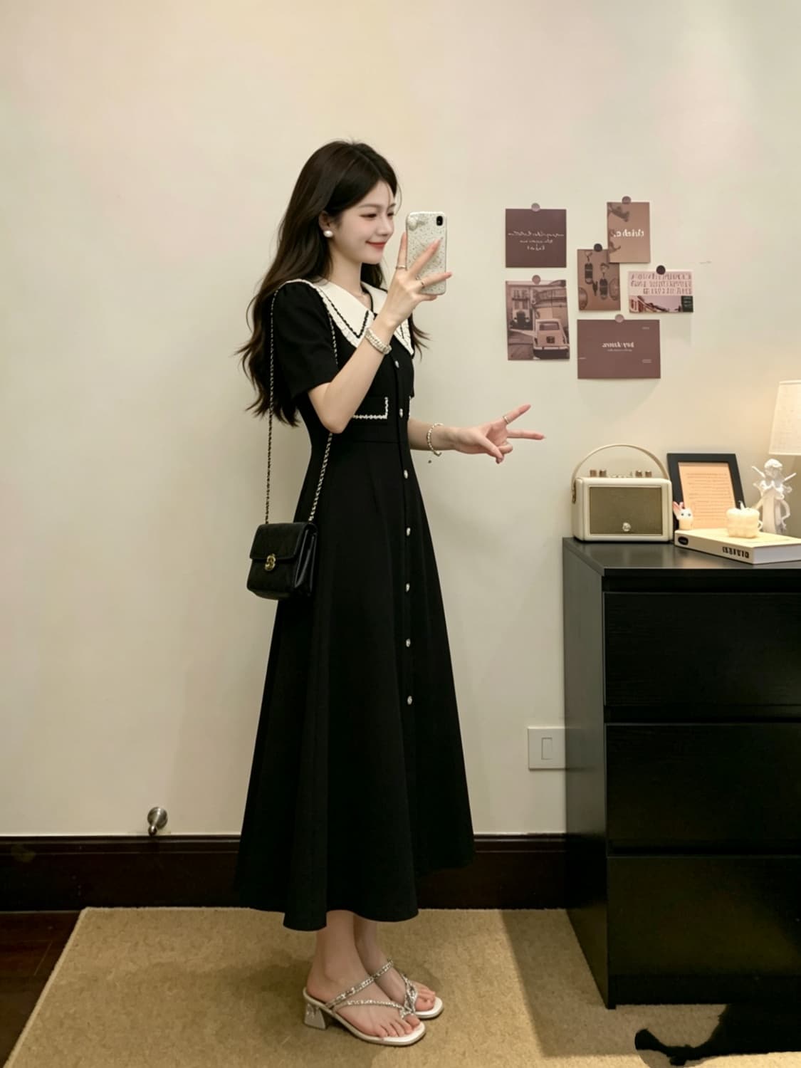 실사 빅 사이즈 새로운 여름 디자인 센스 품격 슬림해 보이는 패션 허리 수축 프랑스식 학원 스타일 드레스 상세 이미지 5