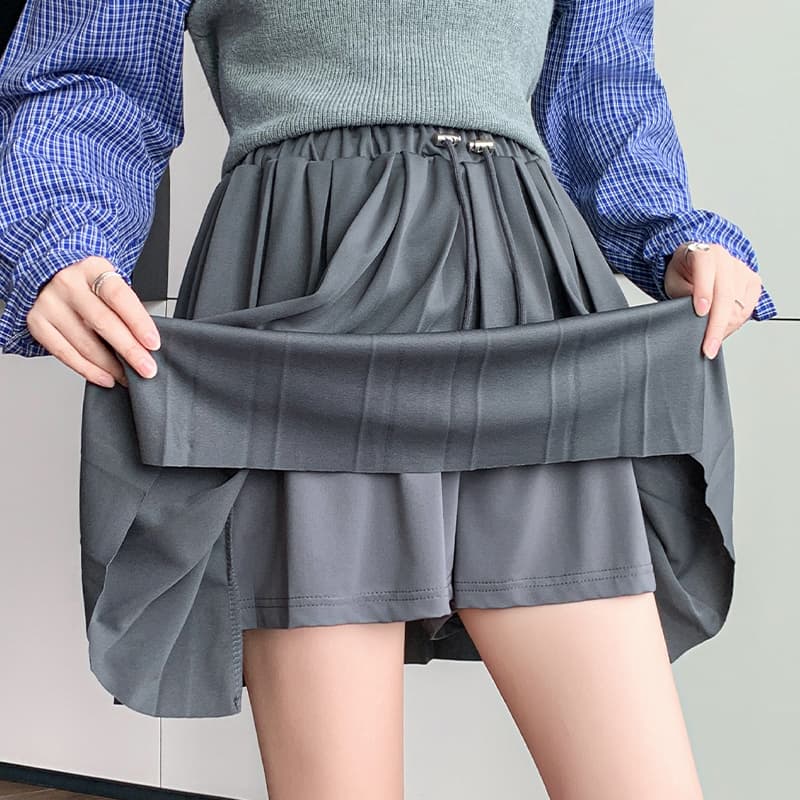 임산부 반신 미니 스커트 여름 복부 지지 한 마디 플리츠 스커트 노출 방지 임산부 봄 가을 외출용 아름다운 출산 착용 이미지 4