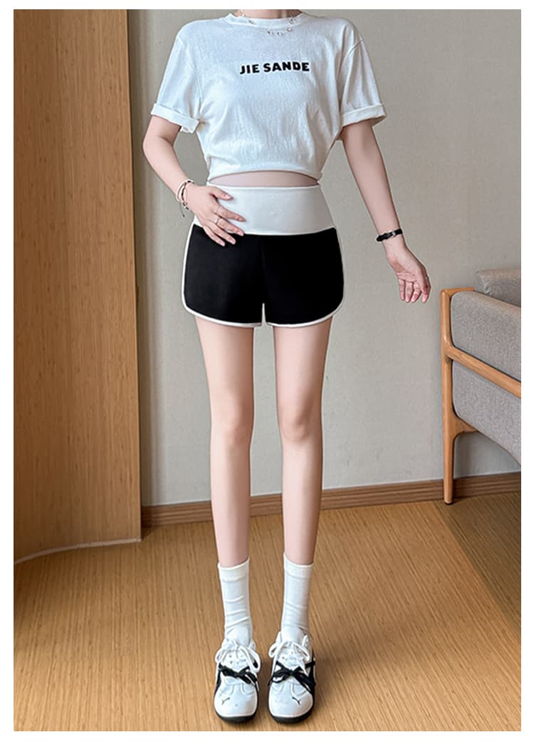 임산부 측면 배색 핫걸 반바지 여성 여름 2026 새로운 하이웨이스트 한 마디 루즈핏 외출용 캐주얼 운동 핫 바지 상세 이미지 13